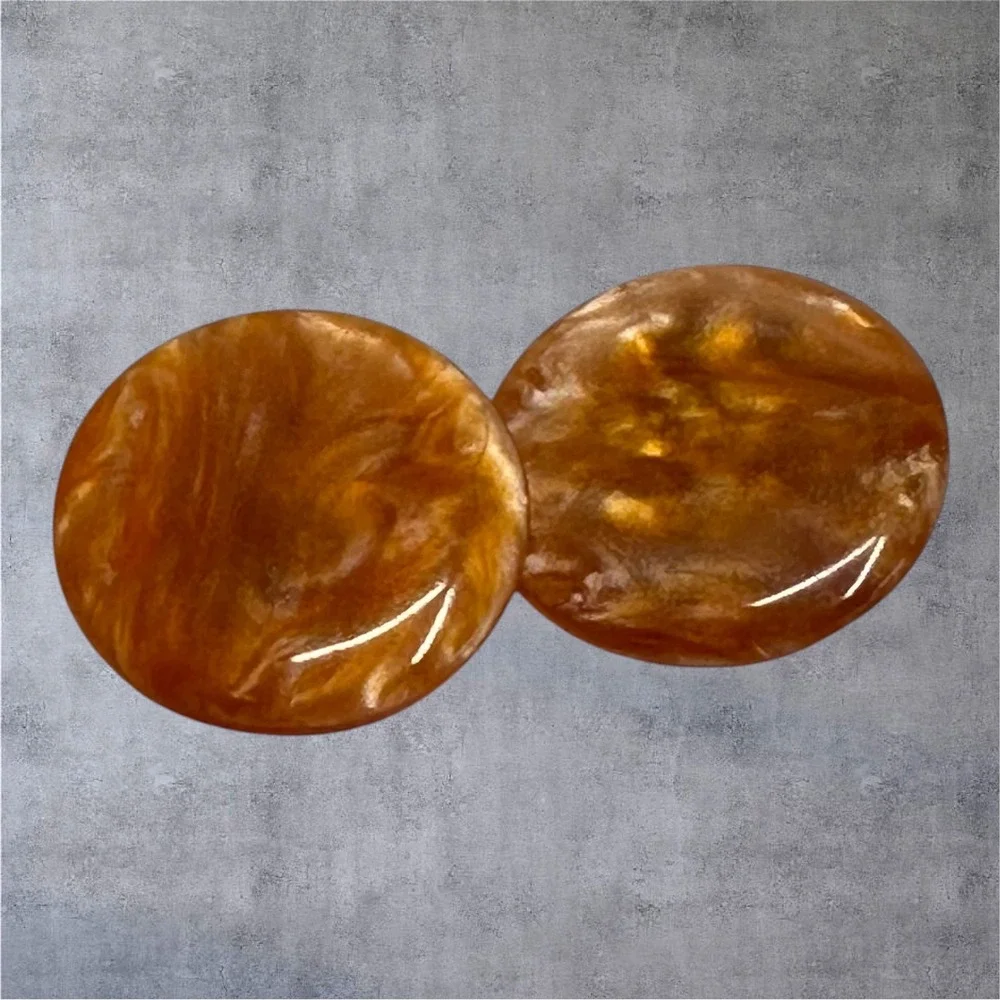 Vintage‎ Butterscotch Lucite Earrings Amber Swirl Round Clip On